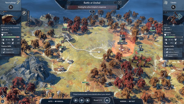 Screenshot from ENDLESS Legend 2 showing a tactical battle map with units, terrain details, and action options displayed.