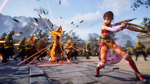 DYNASTY WARRIORS 3: Complete Edition Remastered screenshot shows a female warrior fighting soldiers in battle.
